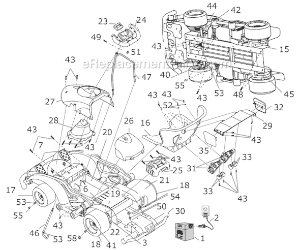 Page A Diagram and Parts List for H2836  Power Wheels Ride-On Cars